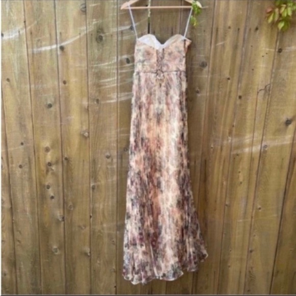 Ivory Floral Bustier Corset Organza Lace-Up Maxi Dress 🌿 - Picture 11 of 13